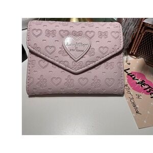 Betsey Johnson Luv Betsey Blush Heart Bow Embossed Tri Fold Wallet